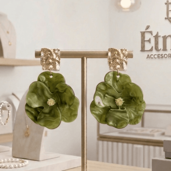 Aretes Flor Oliva