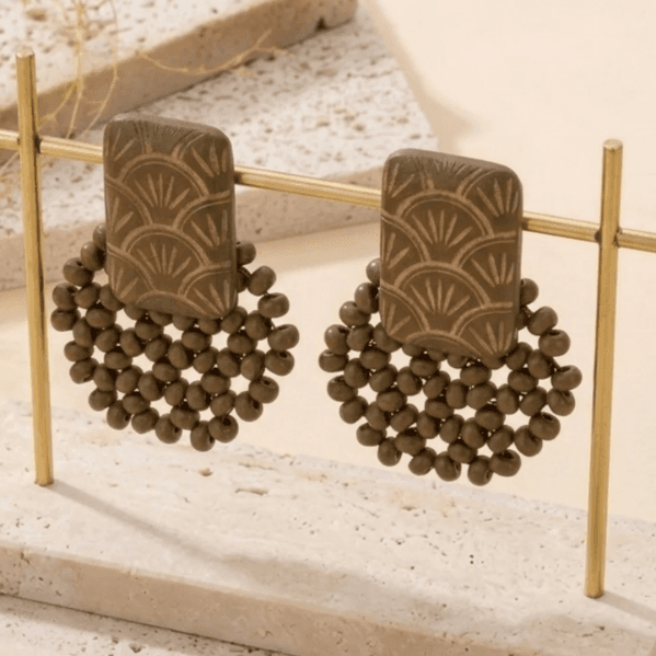 Aretes Racimo de Madera