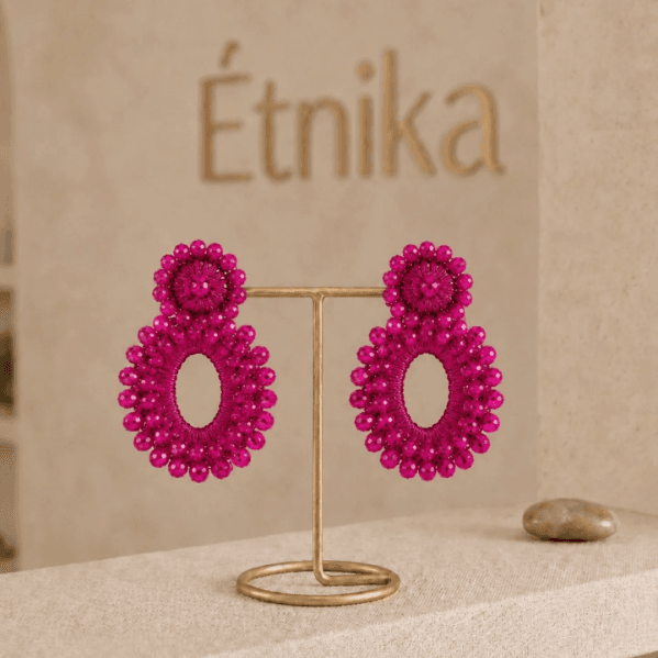 Aretes Oval Fucsia