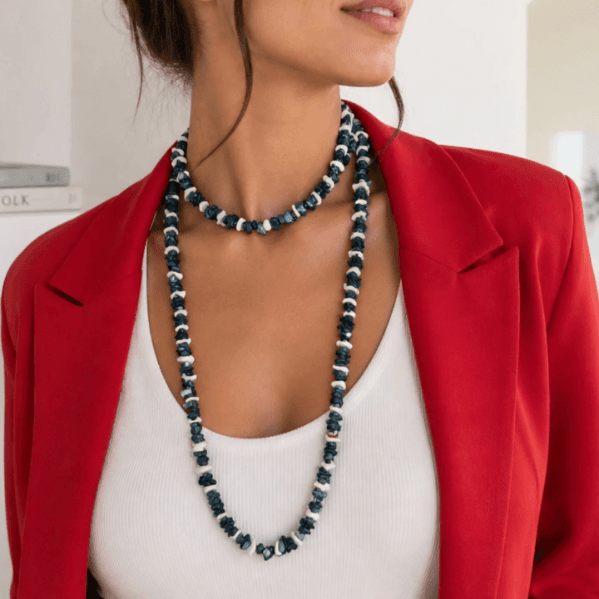 Collar Largo Azul Verde