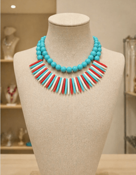 Collar Turquesa Flecos